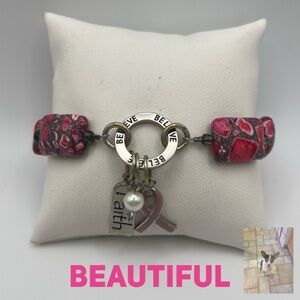 Faux Red Sea Sediment Jasper Affirmation Bracelet